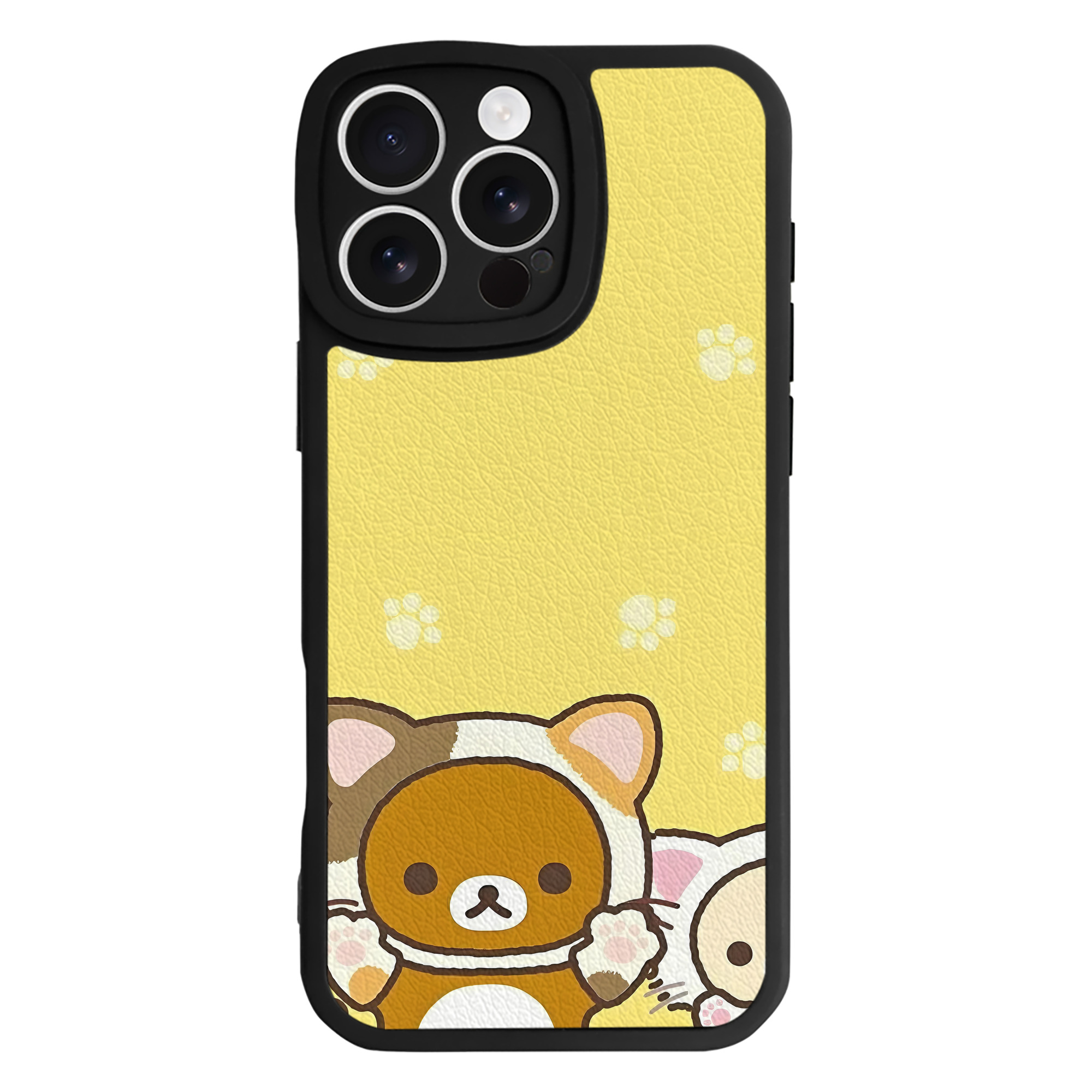 （画像用） リラックマ リラックマ キイロイトリ Rilakkuma Korilakkuma Kiiroitori 【iPhone 16シリーズ対応】シリコンスマホケース（レザー調） 材質：シリコン
